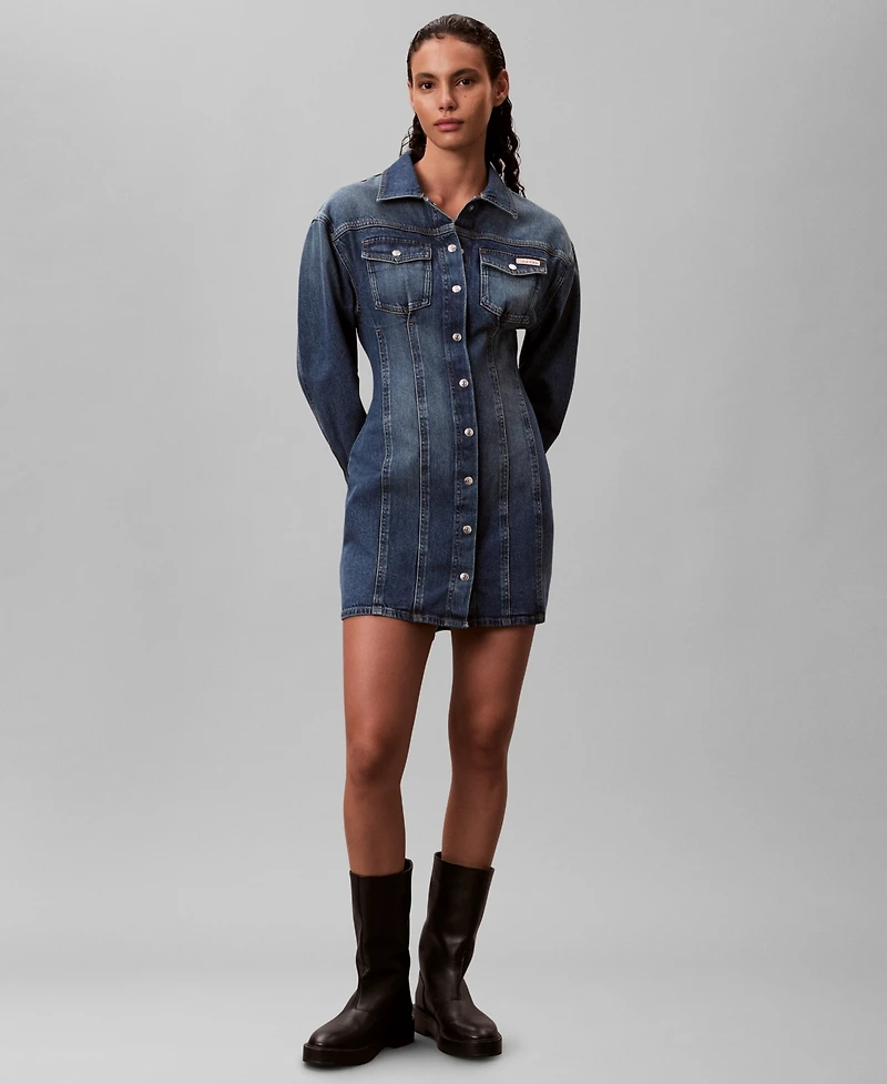 Calvin Klein Jeans Women's Long-Sleeve Mini Dress