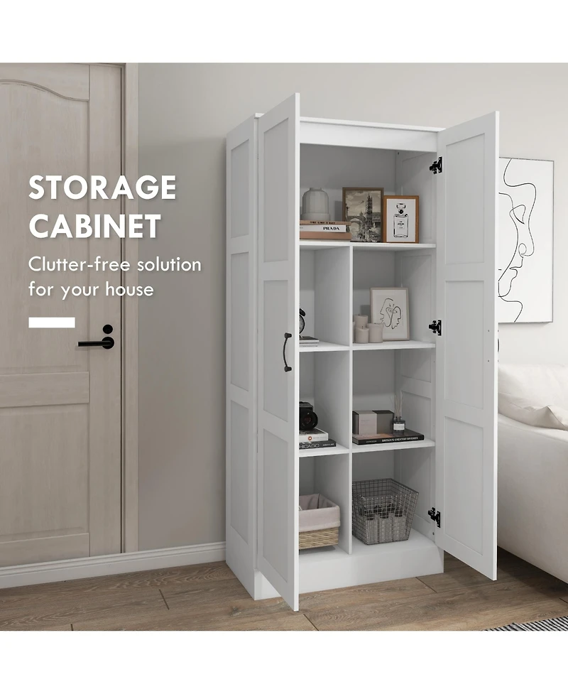 Homcom Storage Cabinet w/ Storage Shelves, Pantry Cupboard Cabinet,