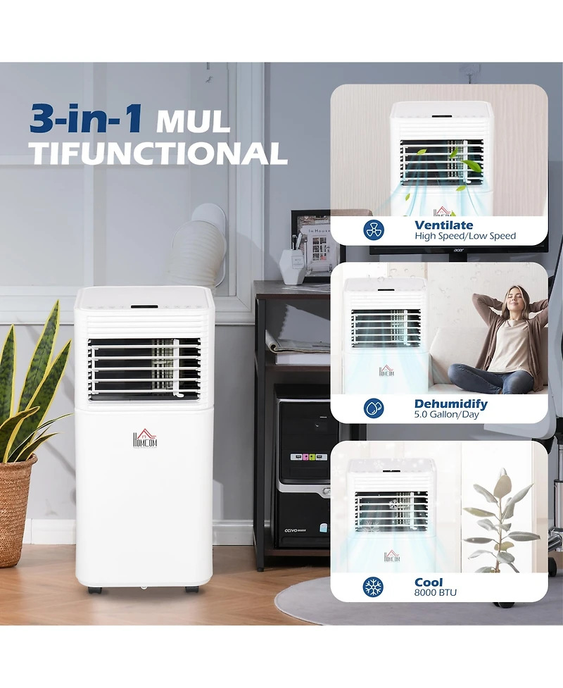 Homcom Portable Air Conditioner Led 24 Timer 4 Modes for Home Office
