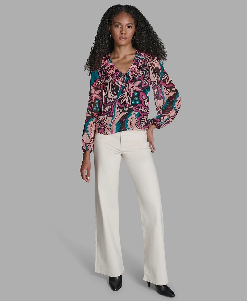 Bcbg Women's Ruffle Long-Sleeve Top