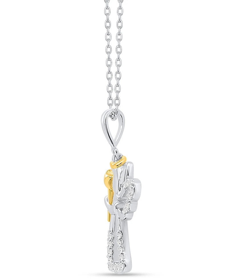 Macy's Diamond Pendant Necklace (1/10 ct. t.w.) in Sterling Silver and 14K Gold-Plated Sterling Silver and White Rhodium