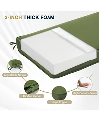 Aoodor Patio Bench Cushion Outdoor Olefin Fabric Slipcover Sponge Foam 46.5” x 17.7” x 3” - Green