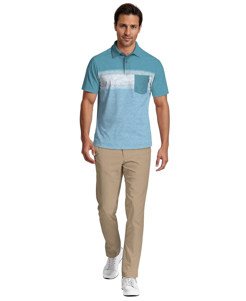 Pga Tour Men's Engineered Textured Color-Block Short-Sleeve Golf Polo Shirt