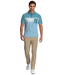 Pga Tour Men's Engineered Textured Color-Block Short-Sleeve Golf Polo Shirt