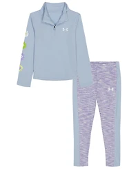 Under Armour Girls 2T-6X Quarter Zip Long-Sleeve Top and Leggings, 2-Piece Set