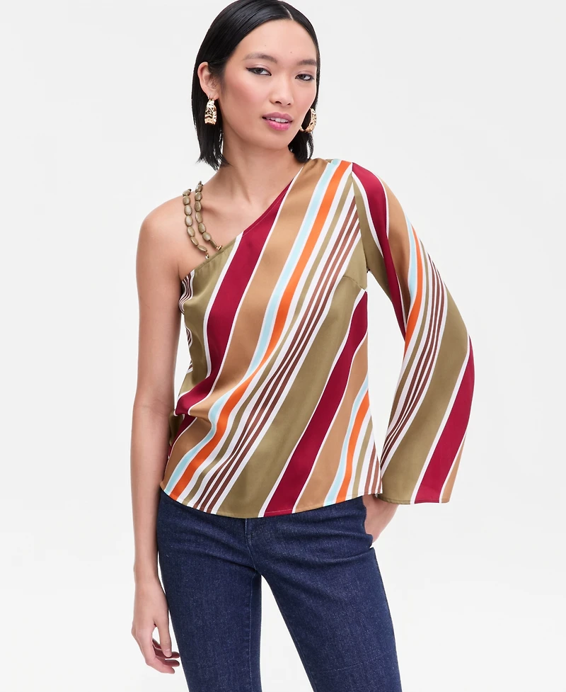 I.n.c. International Concepts Women's Asymmetric Beaded-Strap Top, Exclusively at Macy's