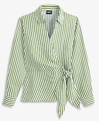 I.n.c. International Concepts Women's Striped Collared Wrap Shirt, Macy's Exclusive