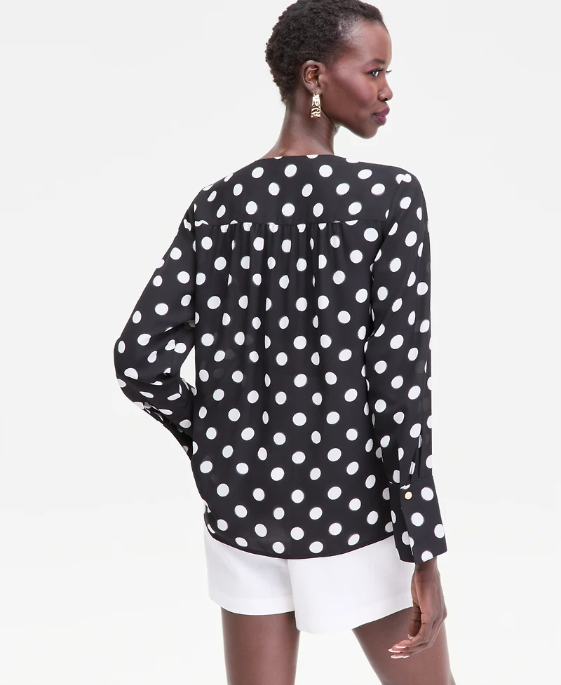 I.n.c. International Concepts Women's Printed Surplice High-Low Blouse, Macy's Exclusive