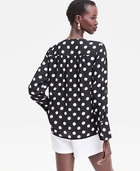 I.n.c. International Concepts Women's Printed Surplice High-Low Blouse, Macy's Exclusive