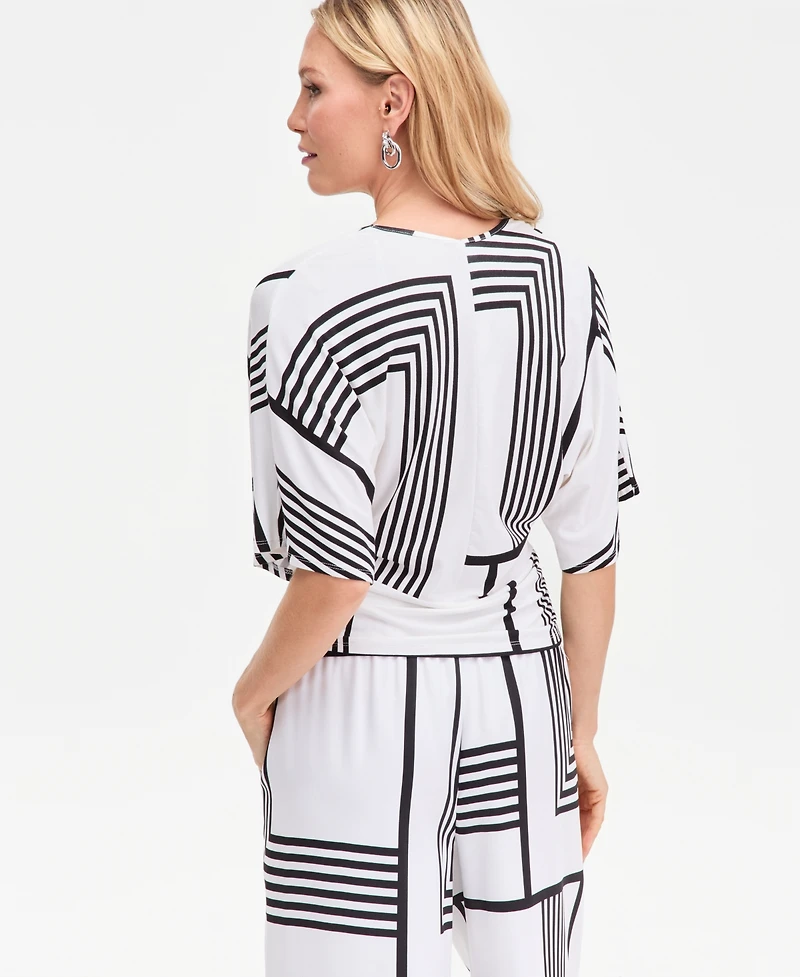 I.n.c. International Concepts Women's Printed V-Neck Top, Macy's Exclusive