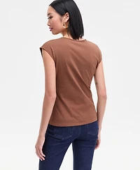 I.n.c. International Concepts Women's Cotton Ruched V-Neck Top, Macy's Exclusive