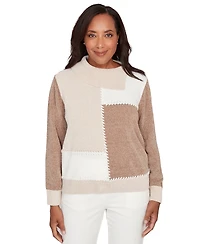 Alfred Dunner Petite Vienna Color-Block Long-Sleeve Sweater