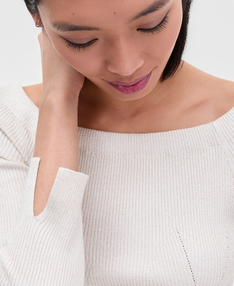 I.n.c. International Concepts Women's Shimmer-Knit Boat-Neck Sweater, Macy's Exclusive