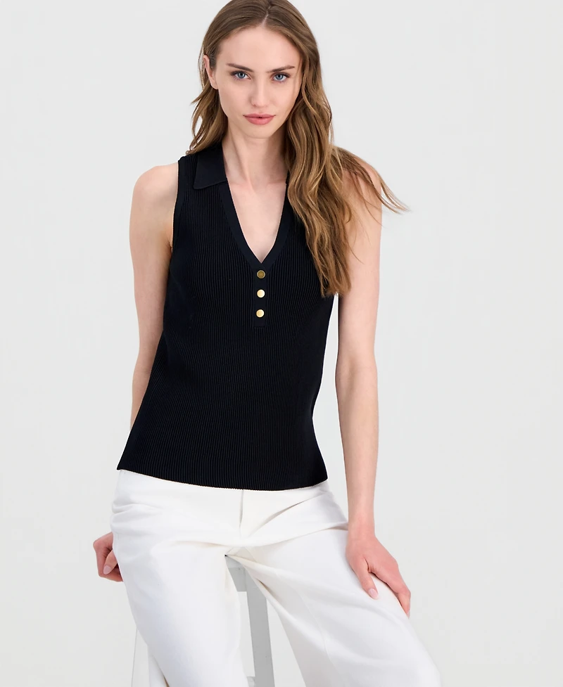 I.n.c. International Concepts Women's Sleeveless Polo Sweater, Macy's Exclusive