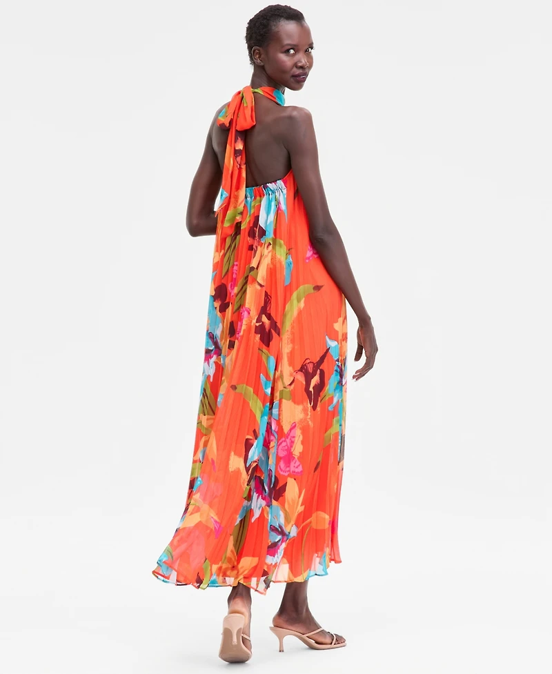 I.n.c. International Concepts Women's Floral-Print Pleated Halter Maxi Dress, Macy's Exclusive