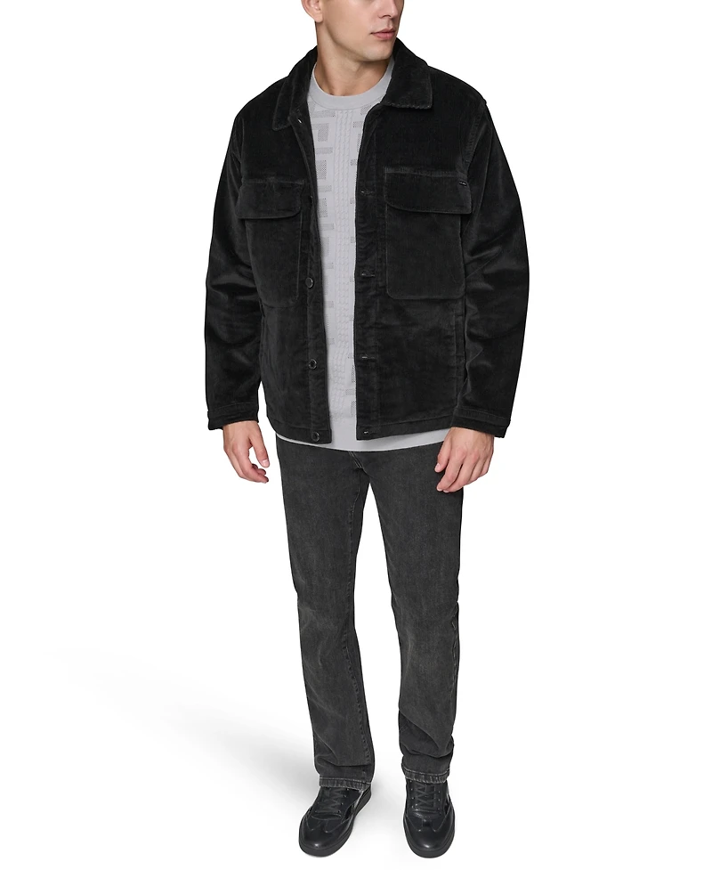 Karl Lagerfeld Paris Men's Corduroy Collared Shirt Jacket