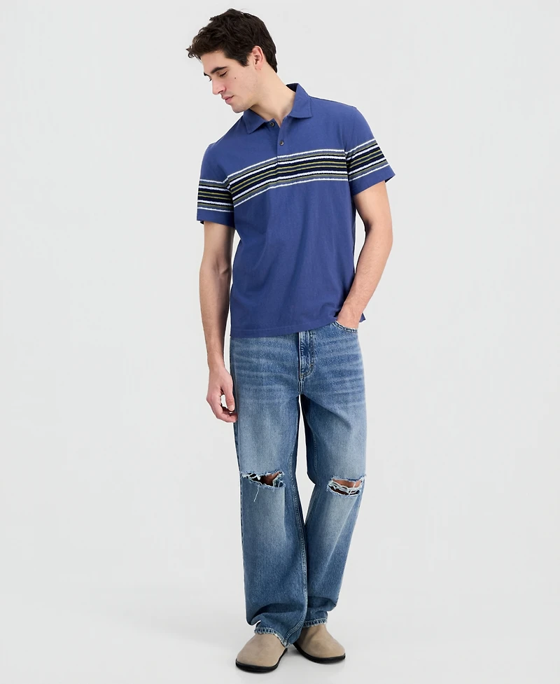 Sun + Stone Men's Cotton Striped Short-Sleeve Polo Shirt, Macy's Exclusive