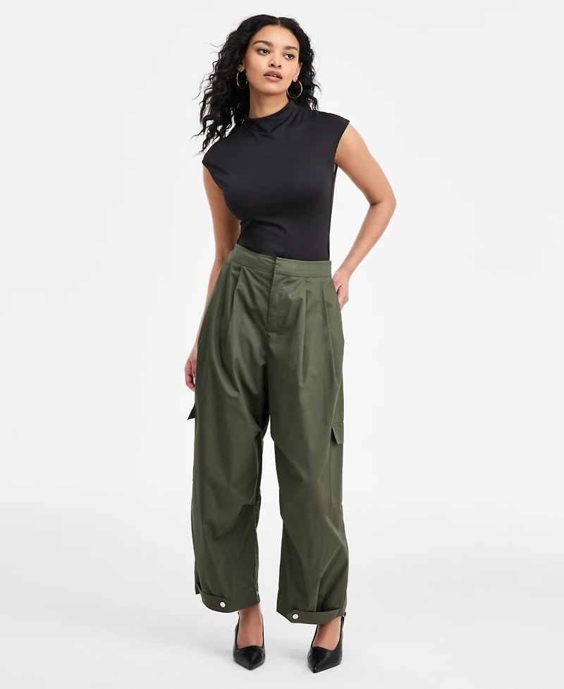 Bar Iii Women's Olive Barrel-Leg Pants, Macy's Exclusive