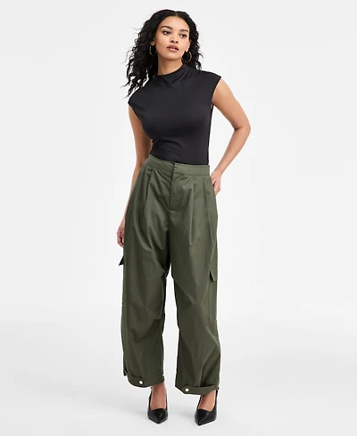 Bar Iii Women's Olive Barrel-Leg Pants, Macy's Exclusive