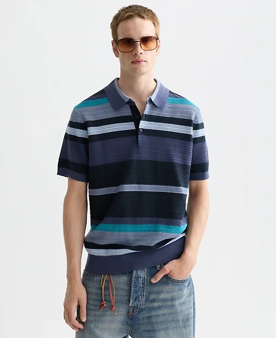 Scotch & Soda Men's Knitted Striped Regular-Fit Polo Shirt