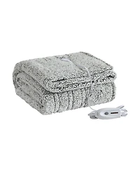 Eddie Bauer Lookout Mountain Tipped Print Sherpa Heated Blanket, Full