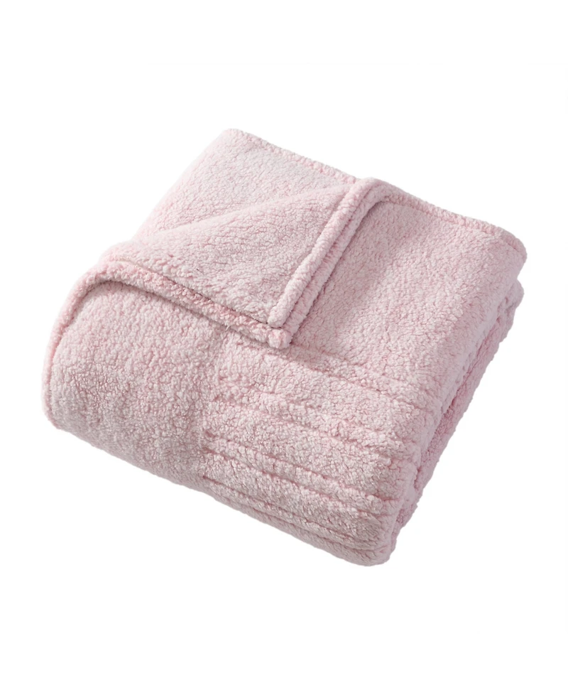 Laura Ashley Clarabelle Tipped Print Sherpa Heated Blanket, Twin