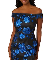 Adrianna Papell Women's Off-The-Shoulder Draped Long Dress