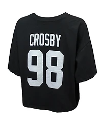 Majestic Threads Women's Maxx Crosby Black Las Vegas Raiders Swarovski Crystals Boxy Cropped Name Number T-Shirt