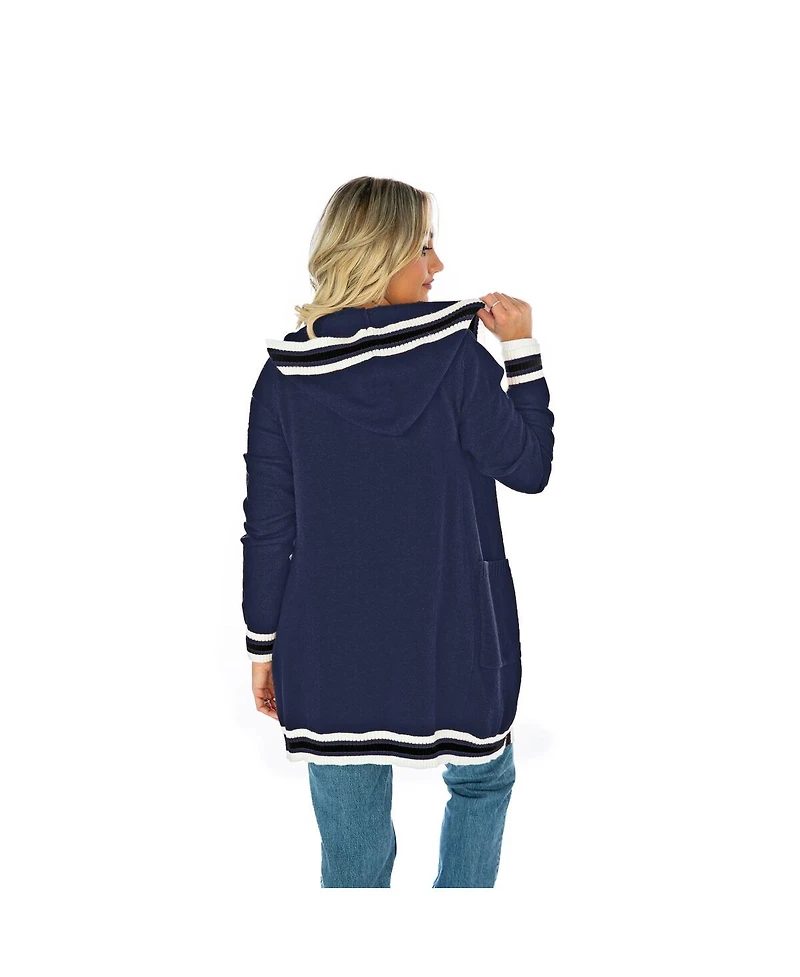 Gameday Couture Women's Navy Syracuse Orange Tri-Blend Rounded Stripe Cardigan
