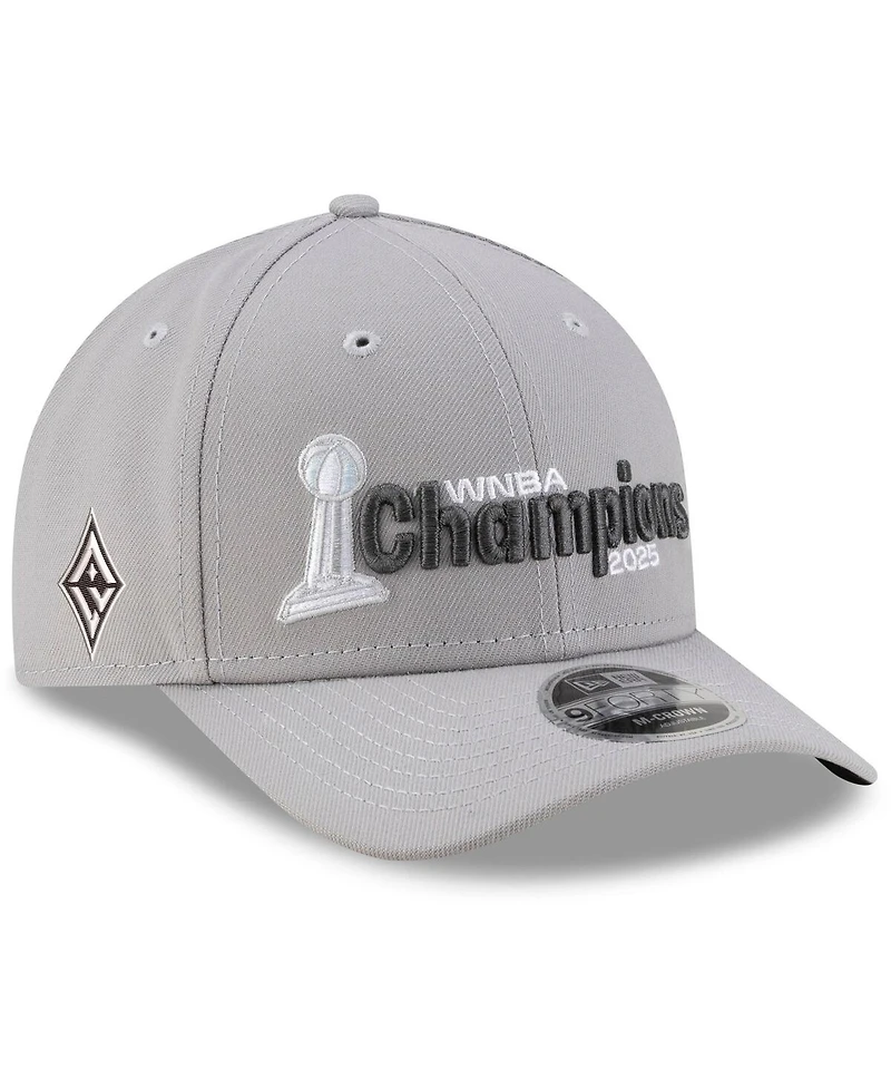 New Era Men's Gray Las Vegas Aces 2025 Wnba Finals Champions Locker Room M-Crown 9FORTY Adjustable Hat