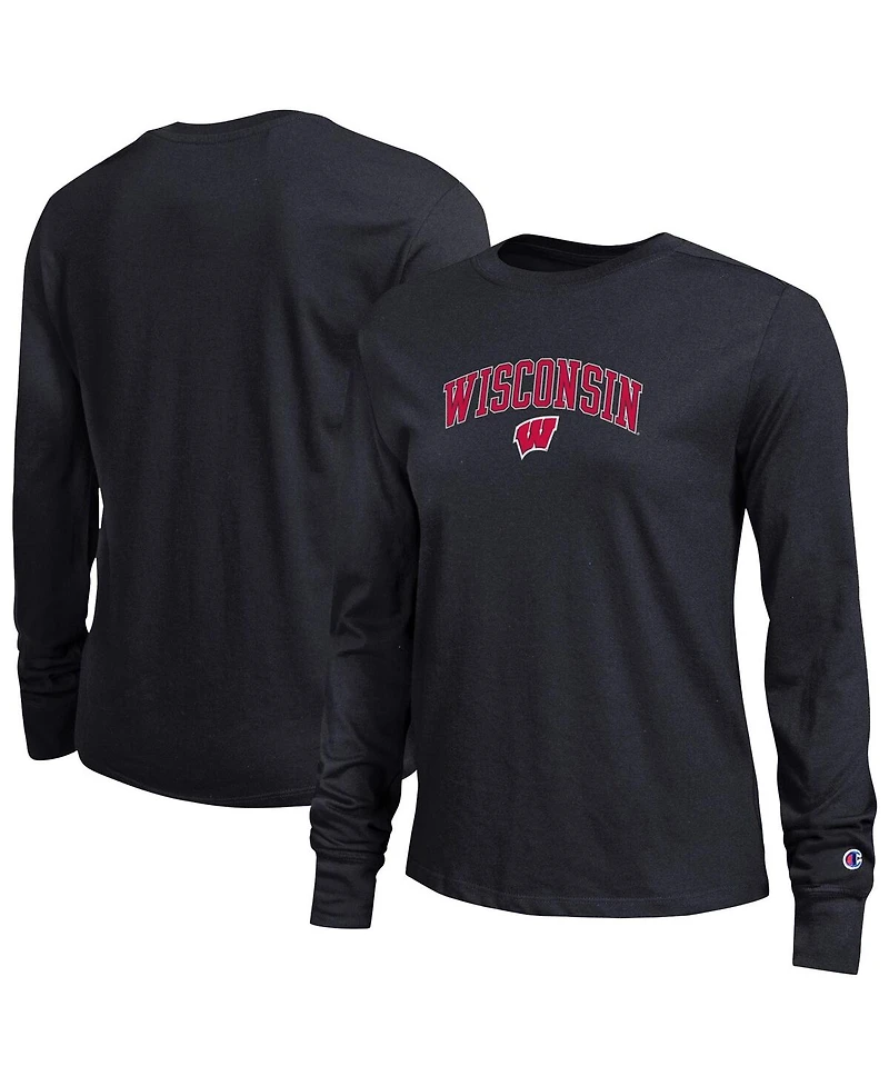 Champion Women's Black Wisconsin Badgers Arch Over Logo Long Sleeve T-Shirt