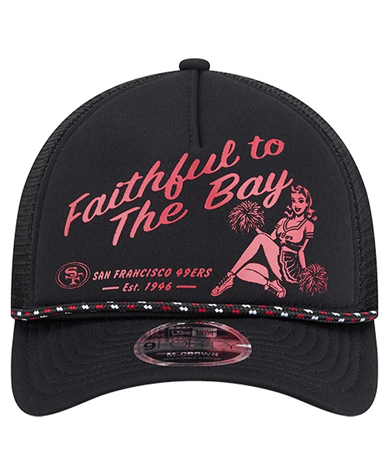 New Era Men's Black San Francisco 49ers Gas Station 9FORTY A-Frame M-Crown Adjustable Trucker Hat