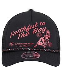 New Era Men's Black San Francisco 49ers Gas Station 9FORTY A-Frame M-Crown Adjustable Trucker Hat