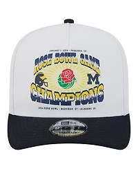 New Era Men's White/Navy Michigan Wolverines Retro 2024 Rose Bowl Champions 9FIFTY A-Frame Snapback Hat