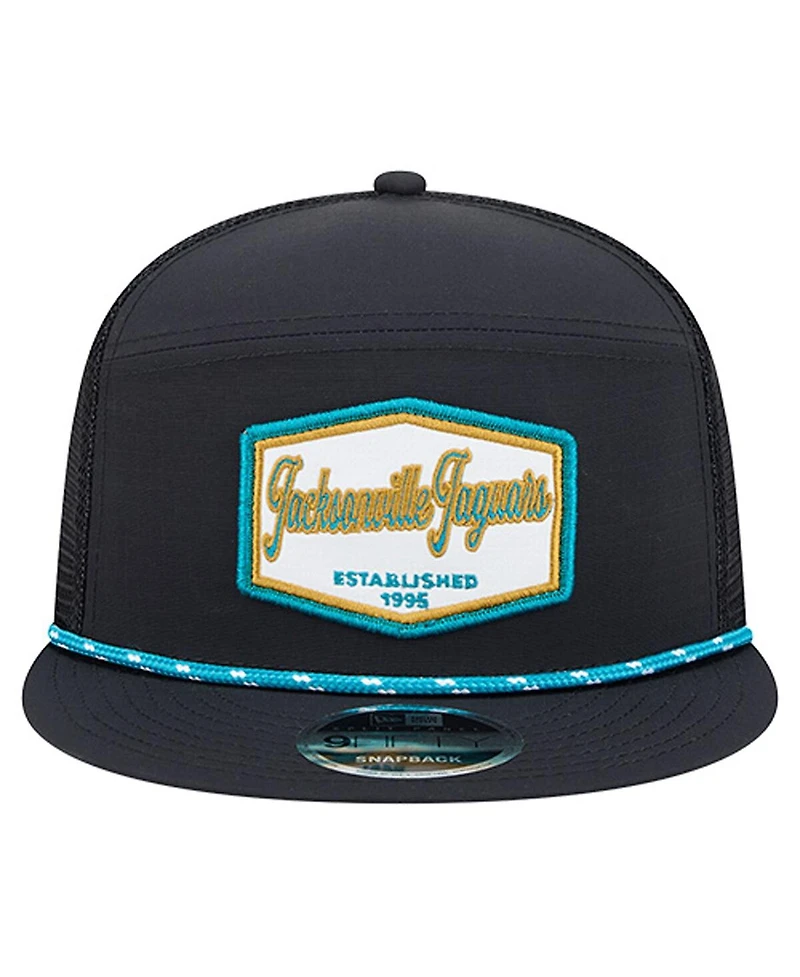 New Era Men's Black Jacksonville Jaguars Ripstop Patch 9FIFTY Split Panel Snapback Hat
