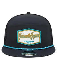 New Era Men's Black Jacksonville Jaguars Ripstop Patch 9FIFTY Split Panel Snapback Hat