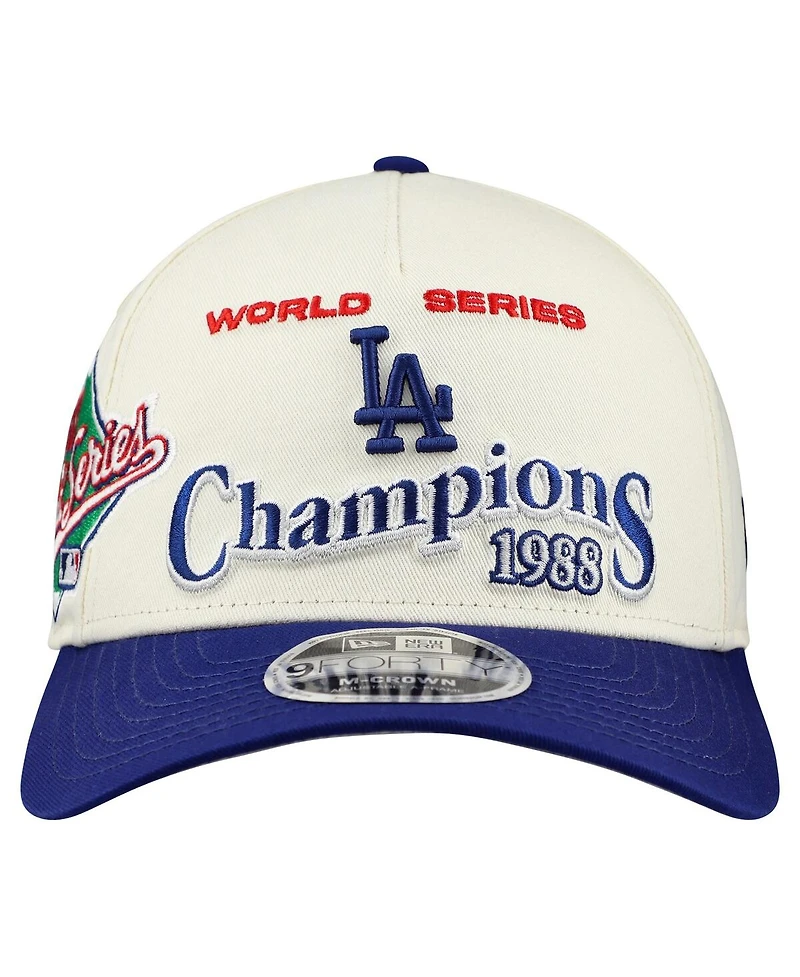 New Era Men's Cream/Royal Los Angeles Dodgers World Series 9FORTY M-Crown A-Frame Adjustable Hat
