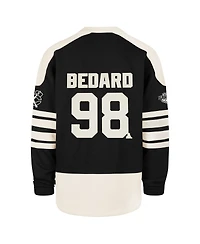 '47 Brand Men's Connor Bedard Black Chicago Blackhawks Player Name Number Sweep Check Eternal Lacer Sweatshirt