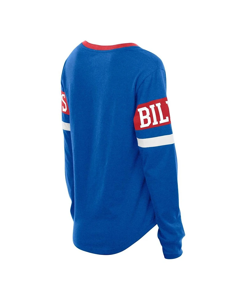 New Era Women's Blue Buffalo Bills Plus Throwback Lace-Up Long Sleeve T-Shirt