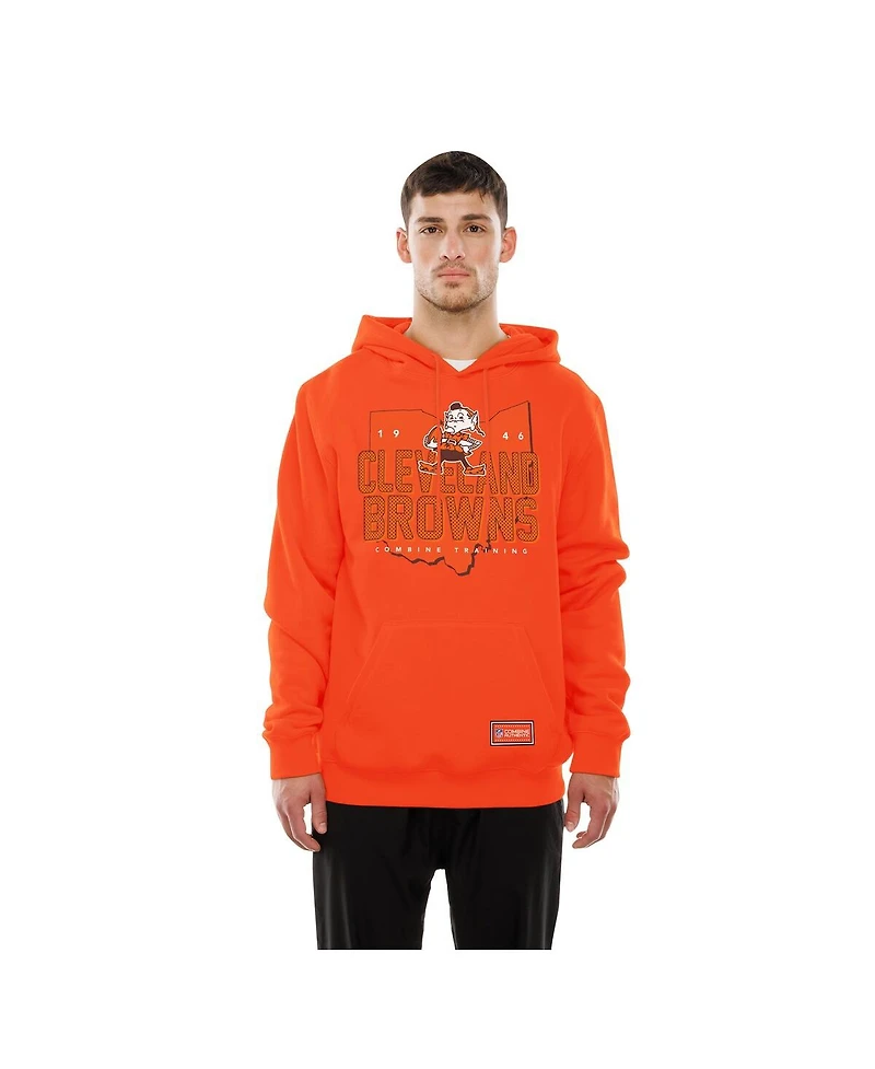 New Era Men's Orange Cleveland Browns Combine Authentic Local State Throwback Hoodie