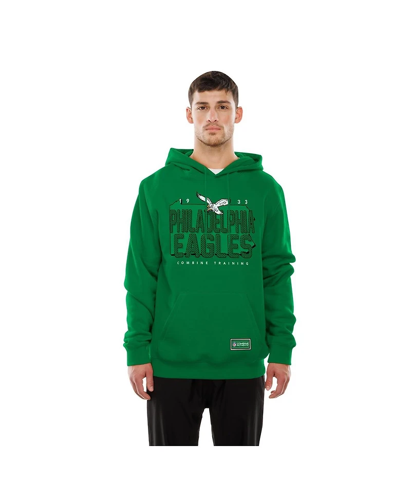 New Era Men's Green Philadelphia Eagles Combine Authentic Local State Throwback Hoodie