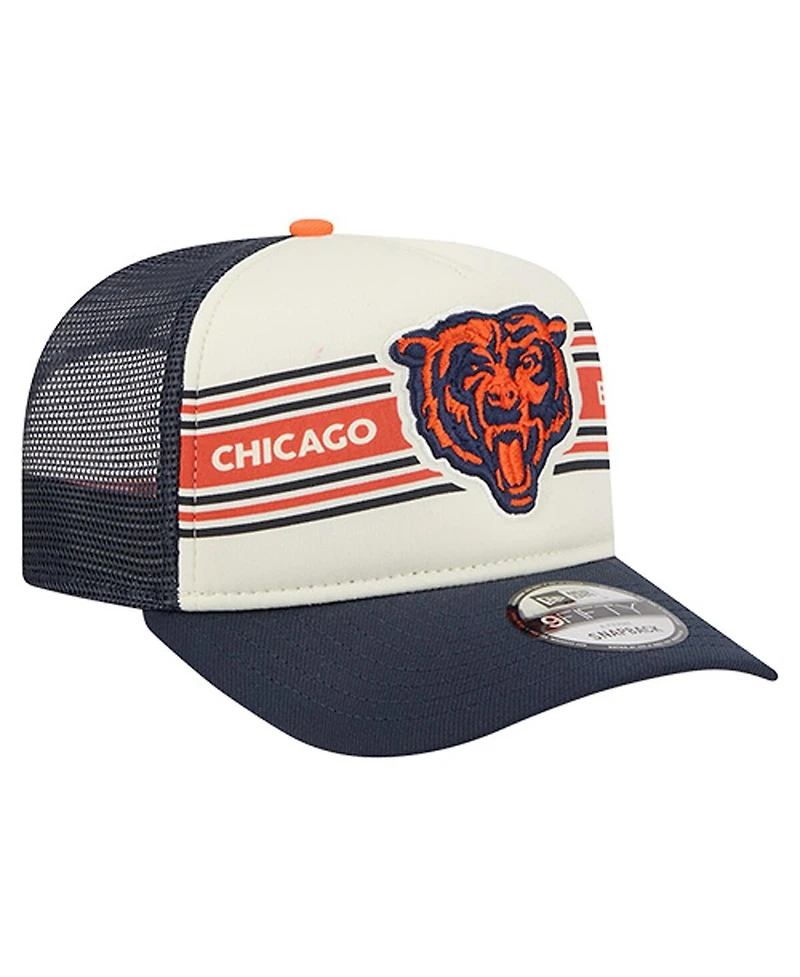 New Era Big Boys and Girls Cream/Navy Chicago Bears Banner 9FIFTY A-Frame Adjustable Trucker Hat