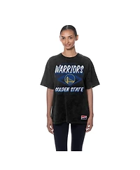 New Era Women's Black Golden State Warriors Throwback Mineral Wash Oversized T-Shirt