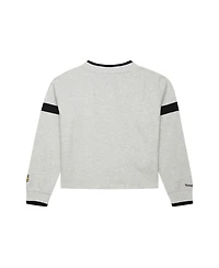 Mitchell & Ness Women's Heather Gray New York Yankees Cooperstown Collection V-Neck Cropped Toggle Sweatshirt