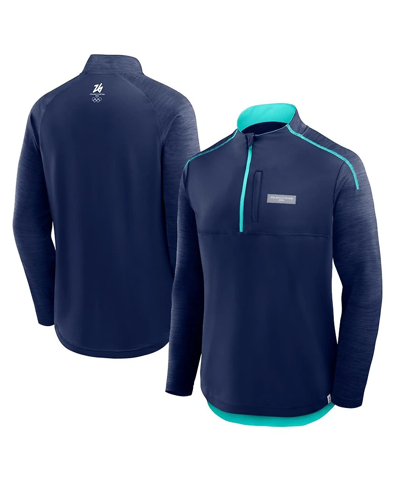 Fanatics Men's Navy Milano Cortina 2026 Winter Olympics Defender Raglan Quarter-Zip Pullover Sweatshirt
