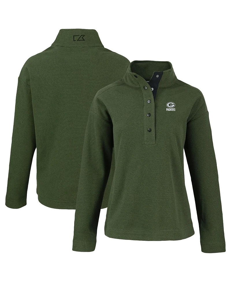 Cutter & Buck Women's Green Bay Packers Hunts Point Eco Half-Snap Sweatshirt