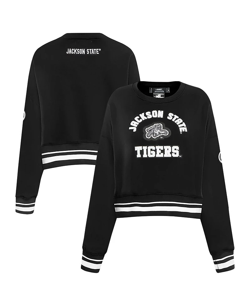 Pro Standard Women's Black Jackson State Tigers Cropped Pullover Sweatshirt