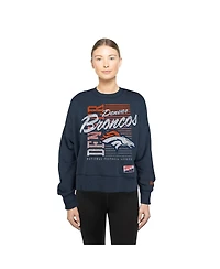 New Era Women's Navy Denver Broncos Oversized Throwback Mineral Wash Crew Neck Sweatshirt