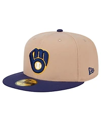 New Era Men's Khaki Milwaukee Brewers 59FIFTY Fitted Hat