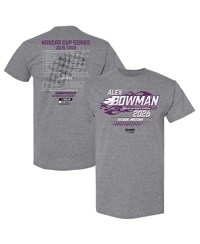 Hendrick Motorsports Team Collection Men's Heather Charcoal Alex Bowman 2026 Nascar Schedule T-Shirt